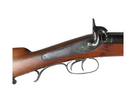 A double barrelled Jacob's Percussion rifle with 59cm barrels with four broad rifling grooves, the bayonet fixing marked 's &