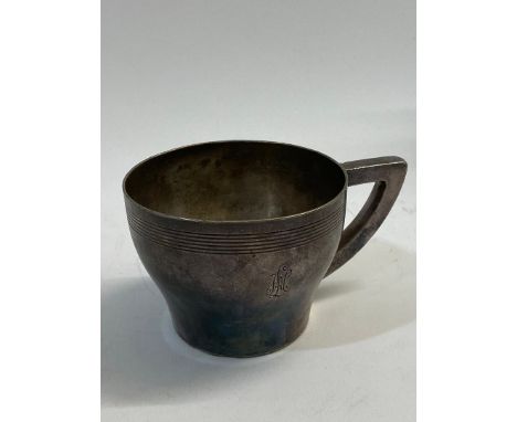 A Second World War German silver plated Leibstandarte-SS Coffee cup with â€˜LAHâ€™ monogram to one side in the same style as 