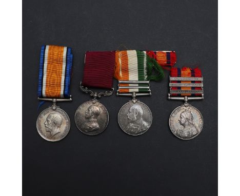 A group of three mounted together as worn: Queen's South Africa Medal with Cape Colony, Orange Free State and Transvall clasp