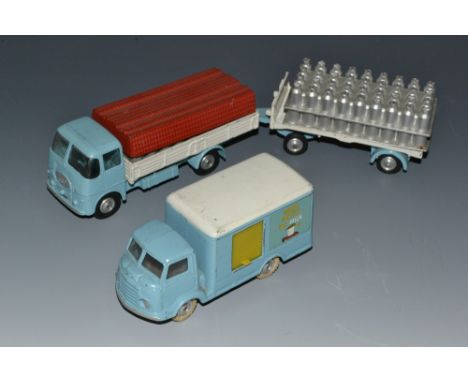 Corgi Toys - No.GS21 Gift Set comprising of ERF Dropside Lorry and Platform Lorry with three milk churn sections, red cover, 