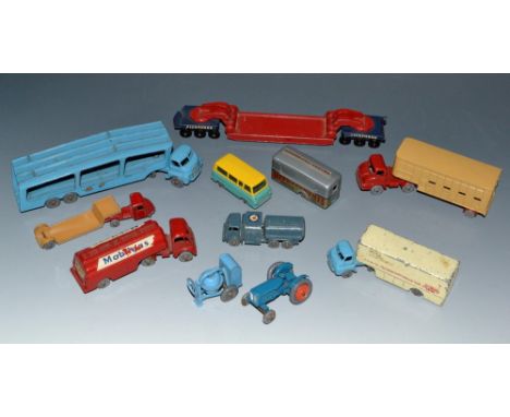 Matchbox Lesney Toys 1-75s series - MB3 Cement Mixer, pale blue, grey wheels; MB10 Mechanical Horse & Trailer; MB70 Thames Es