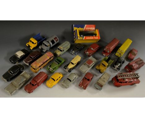 Dinky Toys- 24M Volkswagen Karmann Ghia;  156 Rover 75;  192 Desoto Fireflite; Ambulance, Fire truck; Supertoys Foden flat be