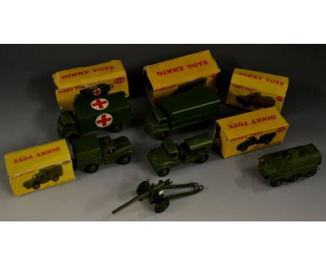 Dinky Supertoys - Military vehicles, 621 3 Ton Army Wagon, 626 Military Ambulance, 641 Army 1-ton Cargo Truck, 643 Army Water