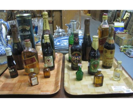 Two trays of alcohol to include; Glenfiddich Pure Malt Whisky 'Special Old Reserve' (75cl, 40%) in original cylindrical tin, 