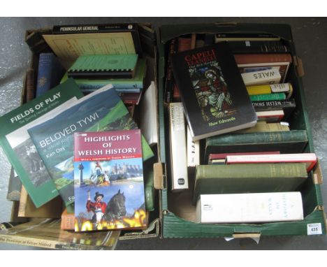 Two boxes of Welsh interest books to include; 'History of the Princes of South Wales' 1876, Cardigan Priory in the olden days