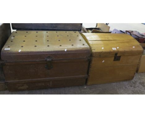 Vintage tin trunk, together with a pine dome topped travelling trunk. (2)(B.P. 24% incl. VAT) 