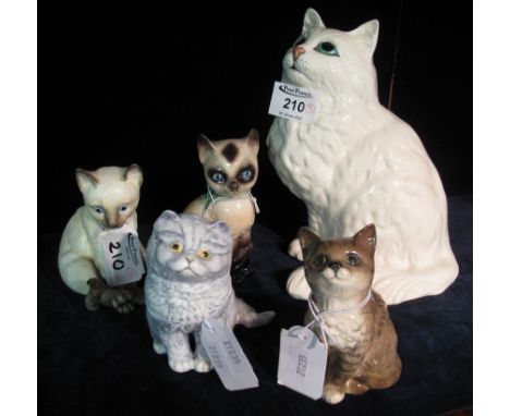 Group of five assorted china cats, to include: Beswick, Hummel and Worcester. (5)(B.P. 24% incl. VAT)