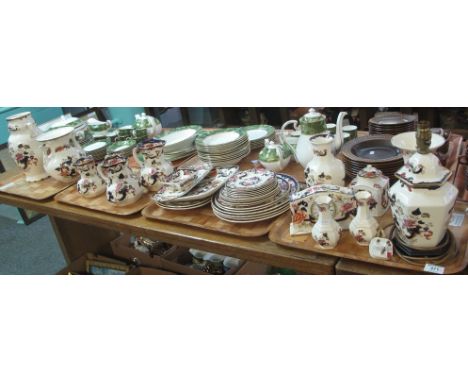 Four trays of Mason's Ironstone 'Blue Mandalay' china items to include; various size dresser jugs, various shapes and sizes o