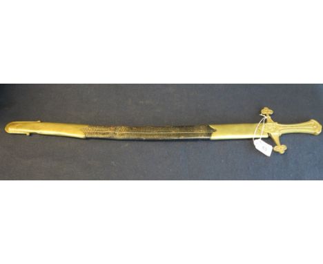 Victorian brass hilted military hanger with steel blade and brass mounted leather scabbards (possibly associated).(B.P. 24% i
