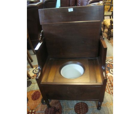19th Century mahogany commode stool/chair. (B.P. 24% incl. VAT)