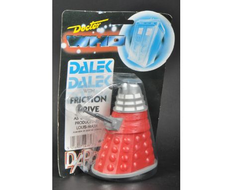 Doctor Who - Dapol - an original vintage 1987 Dapol made ' Dalek With Friction Drive ' carded action figure. Red and silver v
