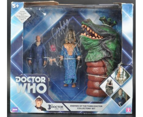 Doctor Who - Character Options - ' Enemies Of The Third Doctor Collectors' Set ' boxed set of action figures. Signed in silve