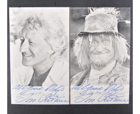 Doctor Who - Jon Pertwee (1919-1996 - Third Doctor) - two 6x4" black and white promotional postcards, each with a partially h