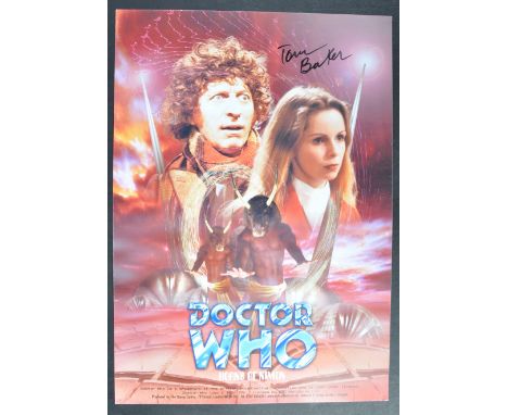Doctor Who - Tom Baker (Fourth Doctor) - autographed official BBC Licensed ' Horns Of Nimon ' presentation print. Signed by B