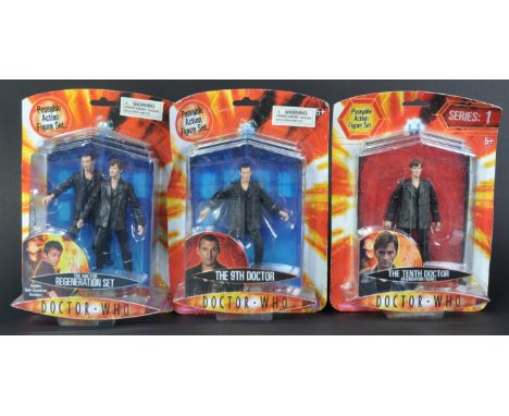 Doctor Who - Character Options - a collection of x3 Character made Ninth &amp; Tenth Doctor action figures. Comprising: The 9