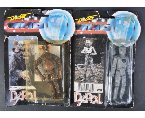 Doctor Who - Dapol - Two vintage c1987 carded Dr Who action figures - Cyberman and Tetrap. Both unremoved from their original