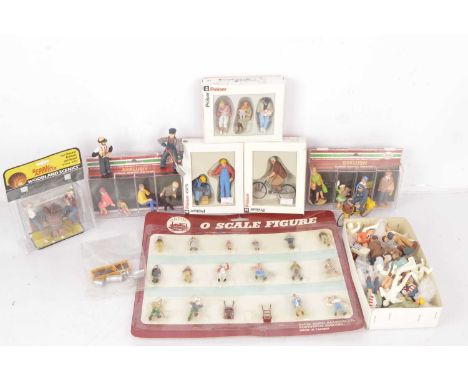 Large selection of G Gauge and O Gauge characters (26), LGB 51400 family group E-VG, plastic packing VG,  LGB 52450 seated fa