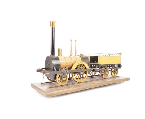 Scratchbuilt 3.5'' Gauge Display model of  Robert Stephenson's circa 1830 Planet Type 2-2-0 Engine and Tender, constructed in