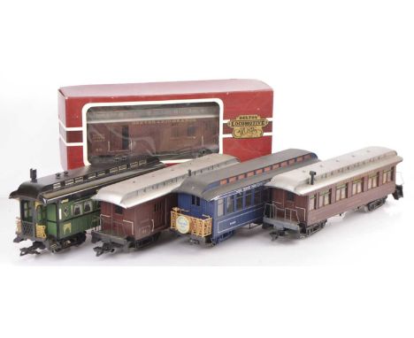 American Gauge 1 Passenger Stock (5), mostly by Delton, comprising D&RGW passenger/baggage car 'Montrose', D&RGW coach 62 'Gu