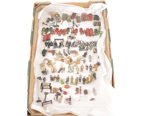 Vintage and Modern 0 Gauge mostly metal Station Accessories including Staff Passengers Platform Fittings and other items by v