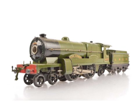 A Hornby 0 Gauge electric E36 'Flying Scotsman' Locomotive and Tender,  an early 6v version with external brush caps in lined