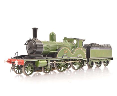 A Kit- or scratch-built 0 Gauge 3-rail/stud contact electric LSWR Adams 'T3' class 4-4-0 Locomotive and Tender (2), finely bu