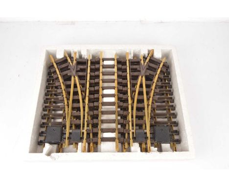 LGB G Gauge Station Track Set, 19902 track set compring of 12000 manual RH point, 12100 manual LH point, 9 x 10000 300mm stra