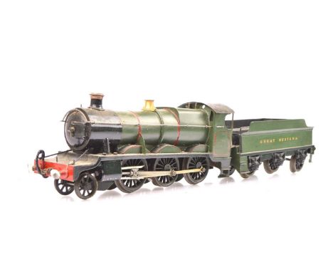 A repainted Leeds Model Co 0 Gauge 3-rail electric GWR 2-6-0 'Mogul' Locomotive and Tender, fitted with a single LMC-type pic
