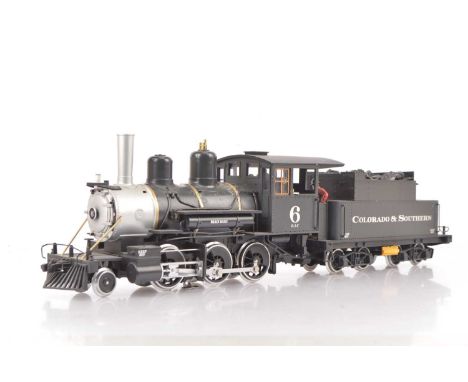 An American Gauge 1 two-rail Colorado & Southern 2-6-0 Locomotive and Tender by LGB, in C&S black livery with silver smokebox