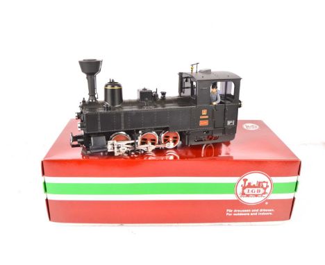 LGB G Gauge Zillertal steam locomotive, 22711 black 0-4-2 stem locomotive No. 2 with smoke and directional lighting, very lit