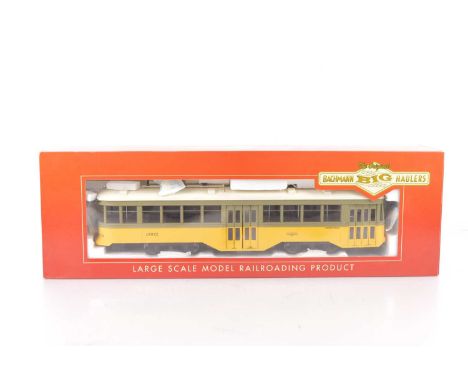 A Bachmann 'Big Haulers' G scale (gauge 1) American-style 'Peter Witt' bogie Tramcar, ref 91702, with motors to both bogies, 