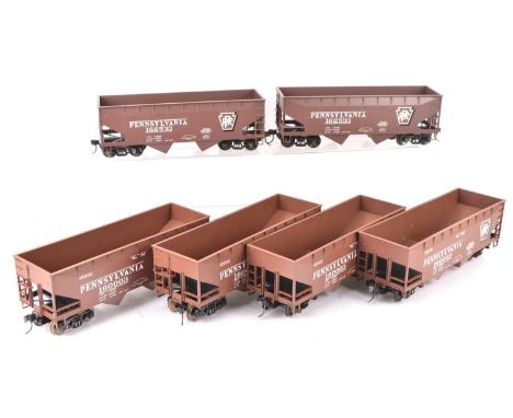 MTH G Scale American Pennsylvania Railroad Ore Cars (6), Rust brown Ore cars, 3 numbered 162533 and 3 numbered 160003 all wit