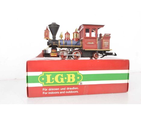 LGB G Gauge Baldwin 0-4-2 Steam Locomotive, 20130 Steam locomotive "Chloe" of "Grizzly Flats RR", Detailed cab with engineer,