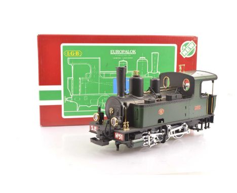 An LGB G scale (gauge 1) ref 2078 Corpet Louvet 0-6-0 Tank Locomotive, in green and black as Chemins de Fer Economiques du Su