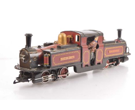 An LGB-based G scale (gauge 1) Ffestiniog Railway Double-Fairlie 0-4-4-0T Locomotive, with twin LGB 4-wheel power units and f