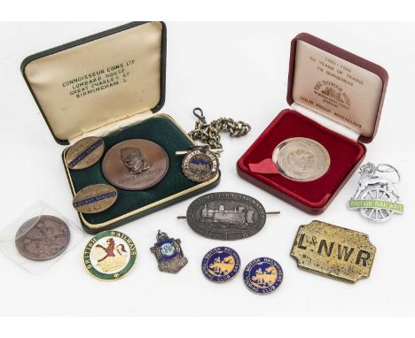 Silver GWR Staff Association Medal Railway Badges and Other Items,  various items, hall marked silver and enamel GWR Staff As