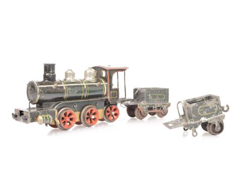 A very early and uncommon Marklin 0 Gauge clockwork 0-4-2 Locomotive and two Tenders (3), appears to be reference D1020 of ci