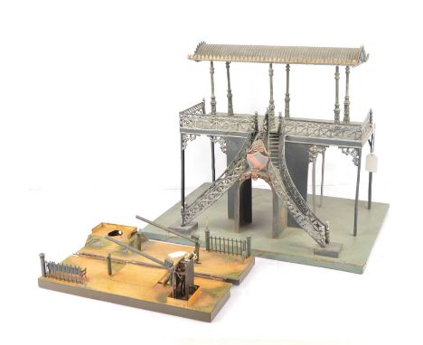 A Marklin-style larger-gauge 'Hochbahn' Station and an incomplete early Marklin Level Crossing (2), the station essentially s