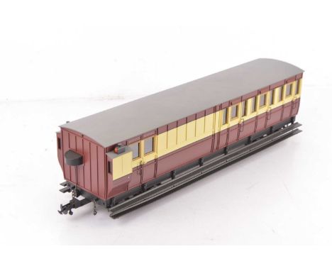 An Isle of Man Railway G scale (gauge 1) 'Pairs' Half-brake Coach by British Model Supply (Accucraft), ref R19-26, (an Accucr