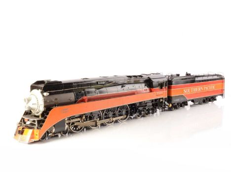 A Gauge 1 (10mm scale) live steam American Southern Pacific 'Daylight' GS4 4-8-4 Locomotive and Tender by Accucraft (2), with