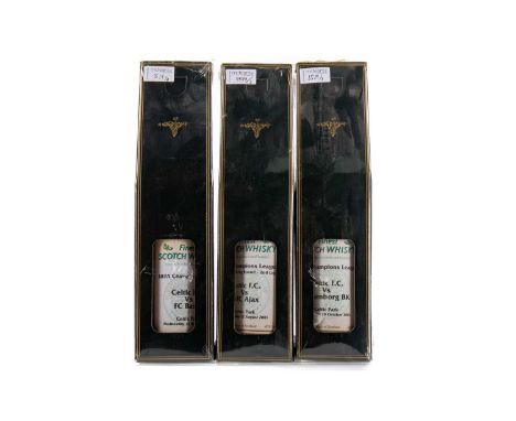 CELTIC F.C. IN EUROPE - THREE BOTTLES OF WHISKY,comprising vs. AFC Ajax 22 August 2001, Rosenborg BK 10 October 2001, FC Base