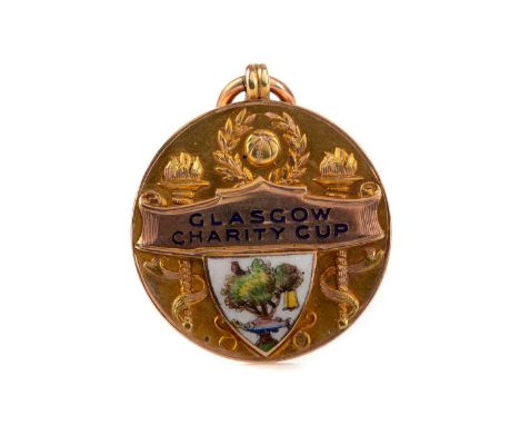 GLASGOW CHARITY CUP WINNERS GOLD MEDAL 1925,awarded to Sandy Archibald of Rangers F.C., the obverse enamelled 'GLASGOW CHARIT