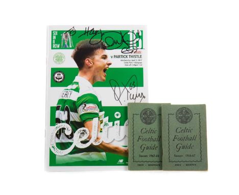 TWO CELTIC FOOTBALL GUIDE BOOKS,seasons 1966-67 and 1967-68, the first bearing the signature of Bertie Auld, along with a sig