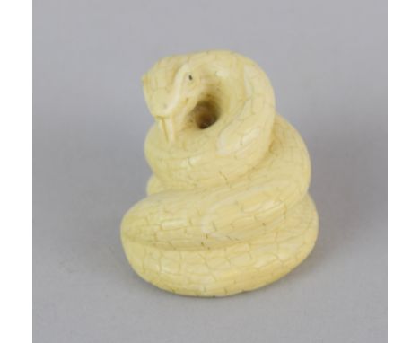 Ivory Netsuke in the shape of a Coiled Snake