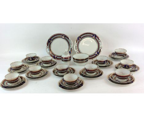 C1900 Tea service produced in Austria / Bohemia depicting portraits. 40 pieces. Beehive marked