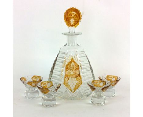 Bohemian glass decanter and glasses