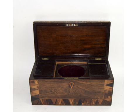 Antique Tunbridge wear tea caddy with T compartments 