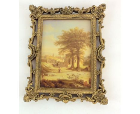 19th C style Berlin portrait on porcelain mounted in a gilt frame