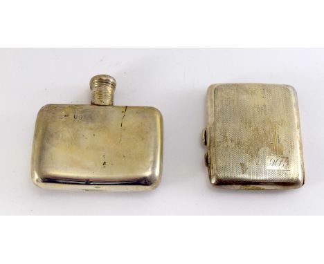 Silver hip flask and a Silver cigarette case