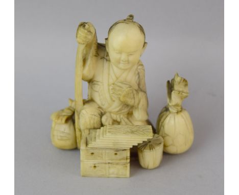 Ivory Netsuke in the shape of Trader 6cm tall 